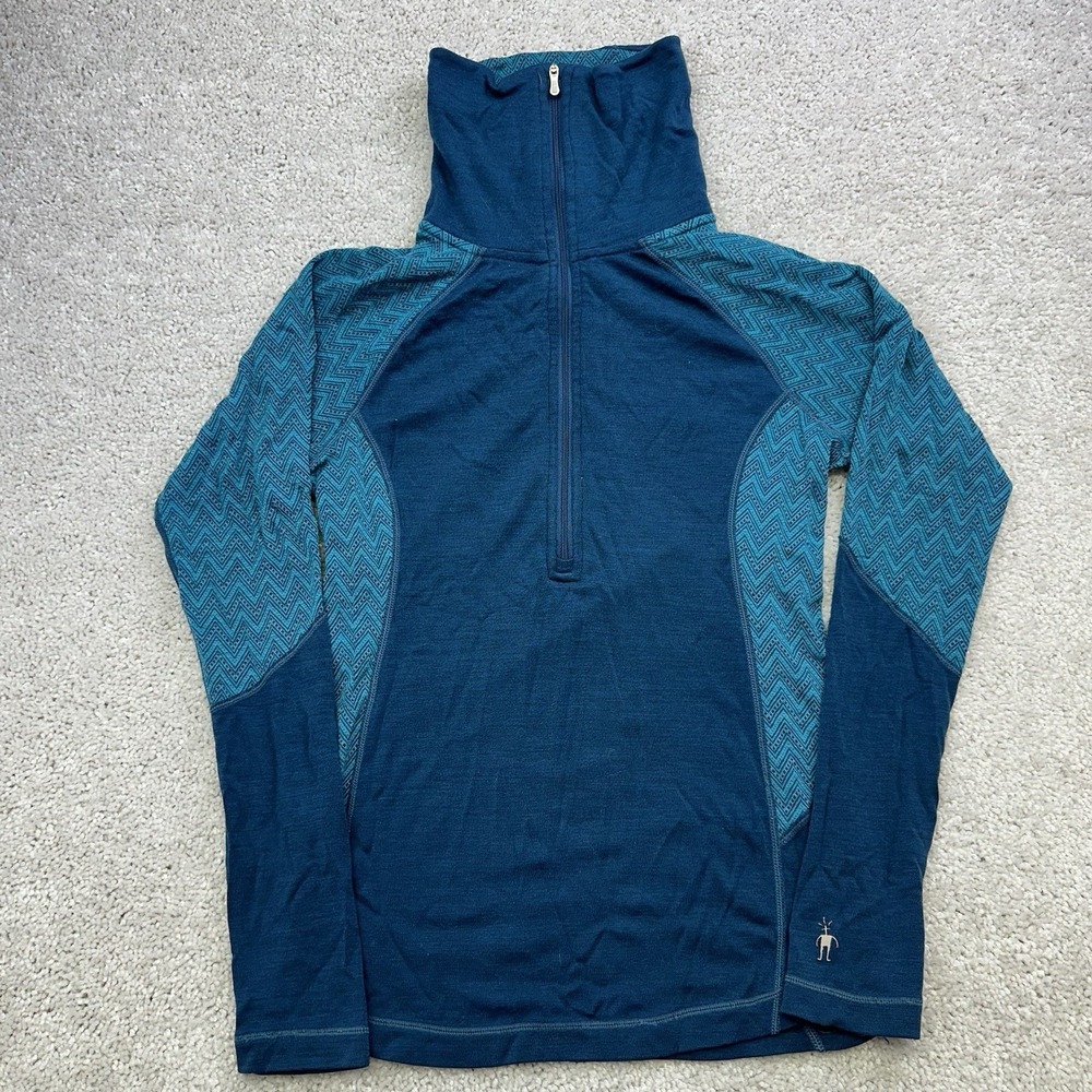 Smartwool Merino Wool 1/2 Zip Baselayer Top Teal Women's Size Large